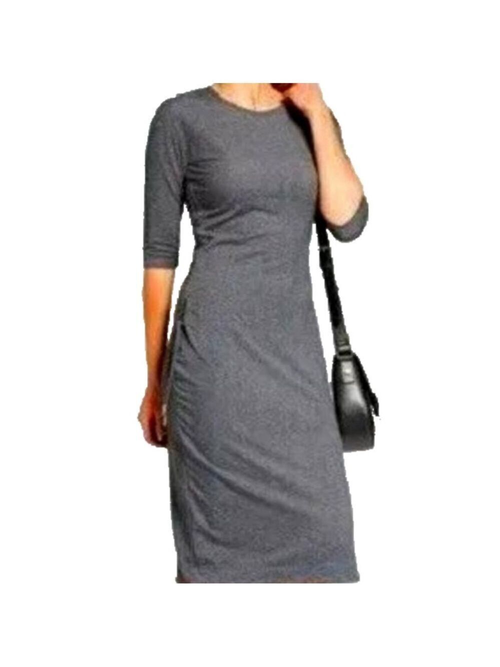 A New Day Women's Gray Cinched Waist Midi Dress